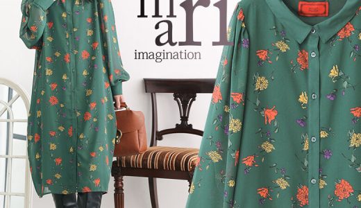 【全品送料無料】『somari imagination花柄シフォンワンピース』[シャツワンピース レディースワンピース 長袖 ミモレ丈 シャツワンピ シフォン レトロ 花柄 ボタニカル パフスリーブ 薄手 きれいめ 柄ワンピース 襟付き]【メール便不可】