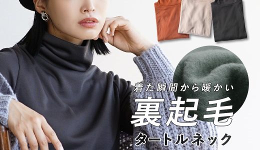 【BIGバーゲン】カットソー M/L/LL 春 の重ね着に！ 裏起毛 のあたたか カットソー 。 レディース トップス プルオーバー インナー 長袖 大きいサイズ ゆったり 【メール便可20】◆無地＆ボーダー 裏起毛タートルネックカットソー