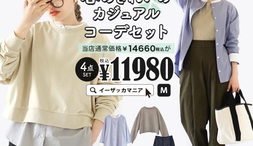 コーディネートセット / カラーが選べる！ お得な4点 セット ！ レディース トップス シャツ ブラウス プルオーバー スウェット ニット 長袖 パンツ ズボン ロング丈 綿100％ ゆったり オフィス 春 ◆トップス着回し！春のきれいめカジュアルコーデセット【返品交換不可】