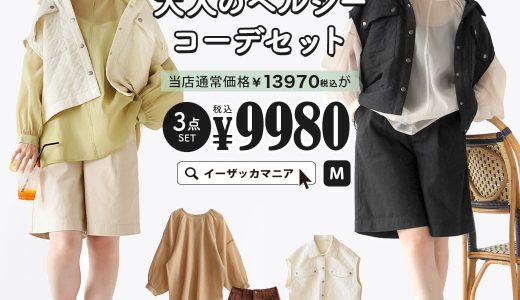 コーディネートセット / カラーが選べる！お得な3点 セット ！ レディース トップス ブラウス シャツ シアー 透け感 羽織り ベスト ジャケット パンツ ズボン ショートパンツ ゆったり きれいめ 春 ◆ほどよい肌見せで抜け感を！大人のヘルシーコーデセット【返品交換不可】