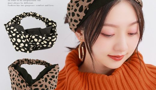 【全品送料無料】『レオパード柄バイカラーヘアバンド』[ヘアバンド レディース ヘアアクセサリー バンダナ ターバン レオパード柄 アニマル柄 クロスデザイン 配色 バイカラー ホールド感]※メール便可※【10】