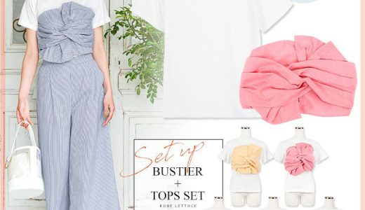 お得な2点SET☆ビスチェ+トップスSET/ レディース セットアップ トップス ビスチェ コルセット カットソー Tシャツ 半袖 セット セットアップ 夏きれい 可愛い 白 [C3249] ティーシャツ ティシャツ 夏服 30代 40代 50代