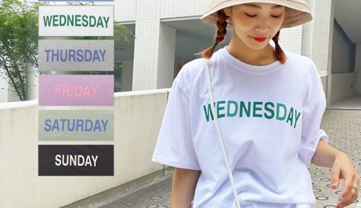 Day of the WeekロゴTシャツ [C5689] レディース トップス 半袖 大人 ゆったり 綿100 カジュアル デイリー 白 黒