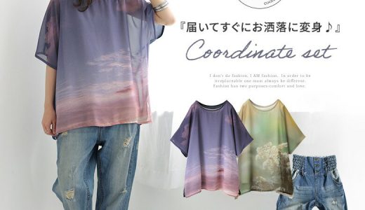 【送料無料・数量限定】『印象的なフォトプリントで着映え確実♪シアーTシャツコーデ2点SET』[2023 レディース 2点セット 春夏 タンクトップ Tシャツ 半袖 ダメージデニム ロングパンツ]※返品・交換不可※【メール便不可】