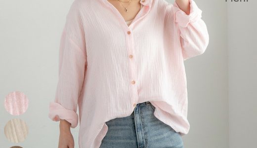 【ライブ視聴者さま限定40%OFFクーポンで⇒3,720円】バックロングガーゼシャツ 羽織り ガーゼ素材 ダブルガーゼ ルーズ シンプル ウッドボタン チャコール ブラウン アイボリー ピンク レディース カジュアル 大人 冷房対策 日除け対策 PICHI ピイチ オリジナル 6200