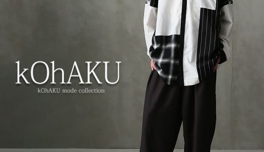 選べるM〜3Lサイズ展開！『kOhAKUタイ付き異素材柄切替シャツ』[シャツ メンズ トップス 羽織 長袖 ユニセックス ペア ボウタイ タイ付き ストライプ チェック 異素材]【メール便不可】