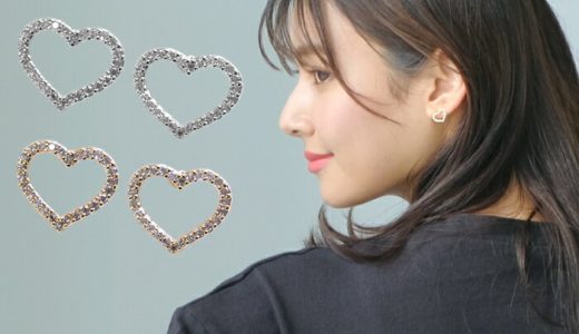 ハートビジューピアス レディース ゴールド シルバー 軽量 軽い デイリー アクセサリー 韓国アクセ 誕生日 プレゼント ≪ゆうメール便配送10・代引不可≫