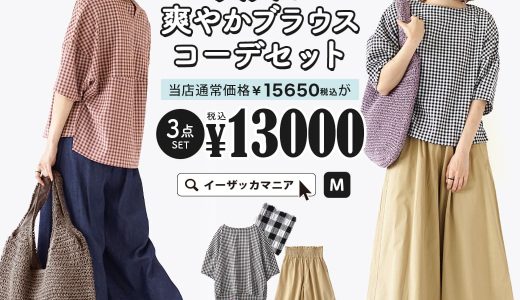 コーディネートセット / カラーが選べる！お得な3点 セット ！ レディース トップス ブラウス 半袖 ズボン パンツ デニム ワイドパンツ ロング丈 バッグ トートバッグ ゆったり ナチュラル 春 夏 ◆フェミニンに仕上がる！大人の爽やかブラウスコーデセット【返品交換不可】