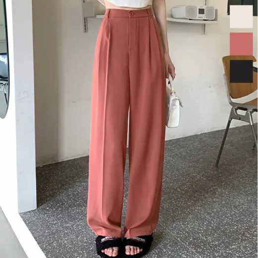 バックウエストゴムハイウエストストレートパンツ [M3808] レディース ワイドパンツ タック ポケット スラックス ロング フル ボトムス きれいめ カジュアル 大人 シンプル 体型カバー 白 黒 オフィス 着回し デイリー タック バックゴム 30代 40代 50代