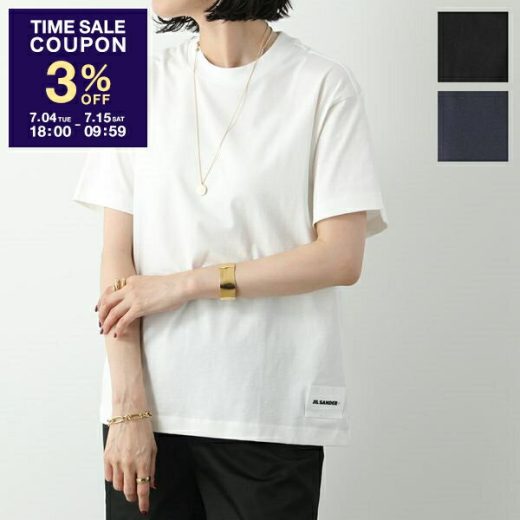 JIL SANDER+ ジルサンダー プラス Tシャツ JPPU706540 WU248808 J40GC0001 J45048 レディース 【1枚単品】 半袖 クルーネック オーバーサイズ ロゴラベル カラー3色【cp_three】