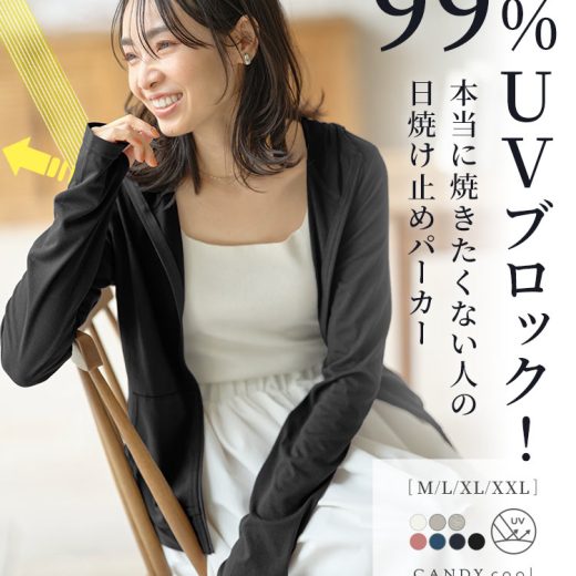 ≪8/19 24Hセール1790円 送料無料≫ UVパーカー [ M L LL 3L ] パーカー [ UVカット 吸汗速乾 消臭加工 ] レディース [ CandyCool ]花粉防止 吸水速乾シンプルフーディパーカー [H457] 【送料無料】【メール便】