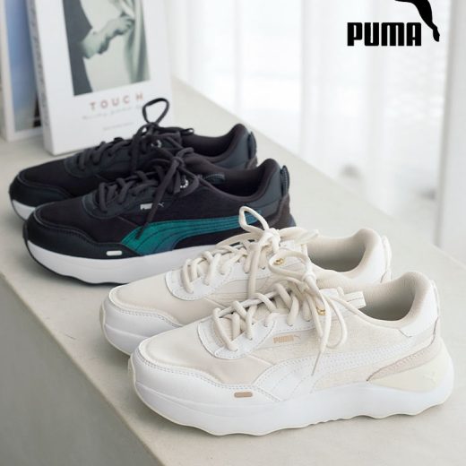 PUMA スニーカー 白 黒 パール きれいめ レディース プーマ レディーススニーカー 厚底 アイボリー 23 23.5 24 24.5 大きいサイズ 小さいサイズ プラスサイズ かわいい 普段着 ランテイムドプラットフォームリージェントロマンススニーカー 紐靴 [I2565] 20代 30代 40代