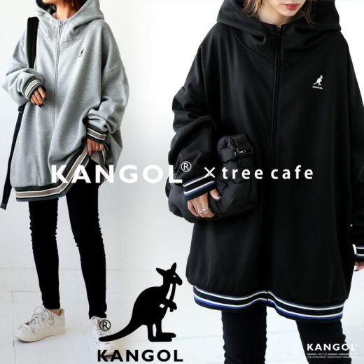 【7・8・9日限定】最大50%OFF対象 KANGOL×TREECAFE コラボパーカー パーカー レディース・再販。メール便不可