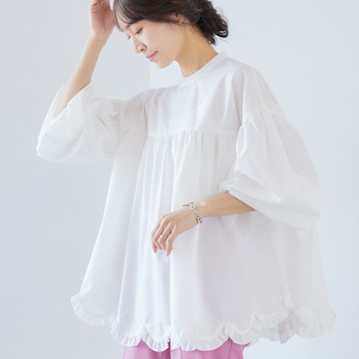 ensuite ×Yumi Kakiuchi Scallop flower blouse スカラップフラワーブラウス パフスリーブ ギャザー ボリューム袖 垣内優美 コラボ商品 春夏