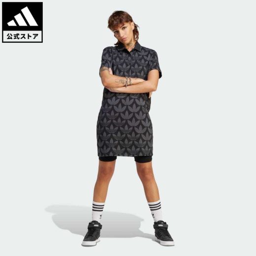 【50%OFF 2/15-2/20】 【公式】アディダス adidas 返品可 トレフォイル モノグラム ポロワンピース オリジナルス レディース ウェア・服 オールインワン ワンピース 黒 ブラック II3183