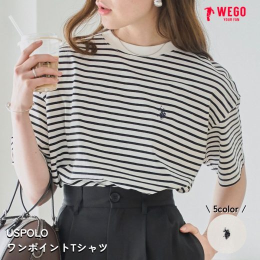 ＜1点あたり1,924円★まとめ買い&最大30%OFFクーポン利用で＞USPOLOワンポイントT U.S.POLO ASSN. tシャツ レディース 半袖 トップス ボーダー ユーエスポロ ワンポイント 無地 大人かわいい ゆったり カットソー ブランド WEGO ウィゴー