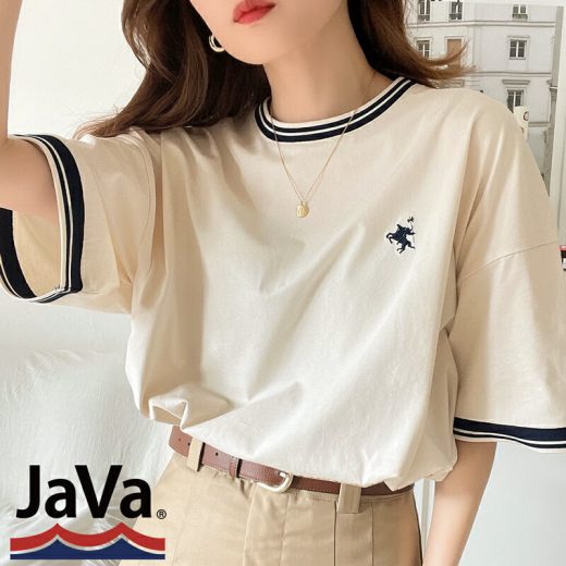 【クーポン利用でお得】《java ジャバコラボ》 送料無料 トップス Tシャツ レディース 綿100% レトロ シルケット 半袖 男女兼用 ユニセックス メンズ サイドスリット ゆったり オーバーサイズ 体型カバー 大きいサイズ 春 夏 2024ss クラシカルエルフ jv1050074