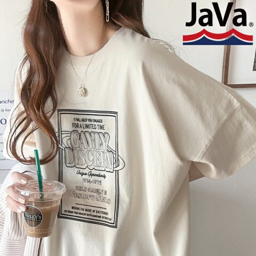 【sustaina+】《javaジャバコラボ》送料無料 トップス Tシャツ レディース オーガニックコットン混 綿100％ 前後 2way ステッチ 刺繍 半袖 Tee 男女兼用 ユニセックス メンズ 大きいサイズ 春 夏 2024ss クラシカルエルフ jv1050136