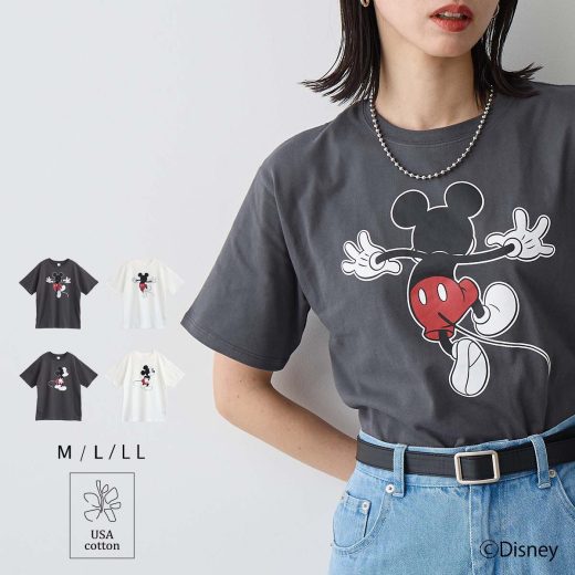 【最大20％OFFクーポン 21日9:59迄】【Disney / ディズニー / ミッキーマウス】 トップス レディース Tシャツ 綿100 綿 半袖 クルーネック USAコットン シンプル カジュアル ゆったり 楽ちん おしゃれ 夏 M/L/LLサイズ 洗濯可 for/c フォーシー 楽天room【メール便可】