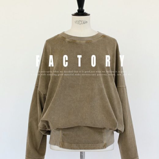 FACTORY 綿厚手カットソー サイドリブトレーナー ペルー綿 ドロップショルダートレーナー Thick cotton cut and sewn side rib sweatshirt ファクトリー レディース【送料無料】