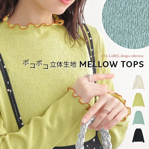 【全品送料無料】【感謝価格】『配色メローカットソー』[n'OrLABEL カットソー ロングTシャツ レディース トップス 長袖 スタンドネック バイカラー メロウ 立体感 シボ感 楊柳風 くすみカラー 差し色]※返品交換不可※【メール便不可】【20】