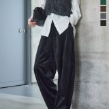 バレルレッグベロアカーブパンツ [M4138] レディース ボトム カーブパンツ ロング 20代 30代 40代 秋 冬 バレルレッグパンツ ワイドパンツ 低身長 ベロア ベルベット 別珍 ベッチン パンツ ズボン プチ ルームウェア