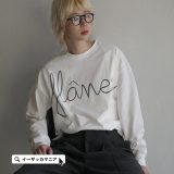 Tシャツ レディース / 無地だと少し物足りなさを感じる時に。 トップス カットソー ロンT ロングTシャツ 長袖 長そで 丸首 クルーネック ロゴT ロゴ プリント レイヤード 綿100％ ゆったり 秋 【メール便可22】◆ヴィンテージ風天竺 レタリングプリント ロングスリーブTEE