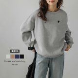 11/14 10時～24H限定【クーポン利用で2980円】トップス スウェット プルオーバー ハート 刺繍 裏起毛 オーバーサイズ 大人可愛い カジュアル トレンド レディース【lstpaw24-833】【予約販売：（1）11月28日/（2）12月5日入荷予定順次発送】【送料無料】60込