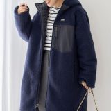 NOLLEY’S ◇【WEB限定】【TAION/タイオン】別注ボア×ダウンフードコート(リバーシブル) 24AW ノーリーズ ジャケット・アウター ダウンジャケット・ダウンベスト ネイビー ホワイト ブラック【送料無料】