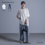 [期間限定クーポンで全品10％OFF]【送料無料】『ねじりアシメTシャツ×ラインデニムコーデ2点SET』[2点コーデセット 2024 レディース Tシャツ 半袖 接触冷感 デニムパンツ ロング丈 ワイド]【メール便不可】【30】