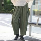 【20％OFF】カーゴパンツ レディース ボトムス パンツ レディースパンツ ワイドパンツ コクーン カーゴ ロング丈 ズボン 長ズボン ポケット 無地 ミリタリー 綿100％ コットン100％ 大きいサイズ◇※メール便可※【10】