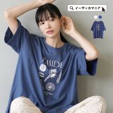 ＼30％OFFクーポンで2,233円：3点で／Tシャツ レディース / スケッチタッチの 貝殻 モチーフを並べた プリント が楽しい1枚。 トップス カットソー 半袖 半そで 丸首 大きいサイズ ゆったり 秋 【メール便可22】◆貝殻線画プリント BIG Tシャツ