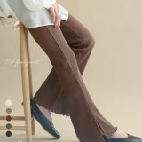 《対象クーポンで60％off》《2buy80％off》《再入荷》【メール便】リブパンツ レディース 春 フレア パンツ レギンス リブレギンス リブ素材 黒 ベージュ グレージュ ブラウン 春夏秋 リラックス ノアル s_sale