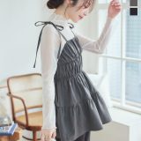 ≪2/5 新発売!!2990円 送料無料≫ ギャザー キャミ チュニック [C7390] レディース トップス キャミソール 20代 30代 40代 大人 カジュアル リボン 肩紐 ウエストゴム フレア ティアード 着回し レイヤード エクリュ チャコール 上品 可愛い 大人可愛い【送料無料】