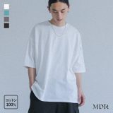 Tシャツ メンズ トップス 半袖 クルーネック カットソー プルオーバー 綿100％ コットン100％ 伸縮性 五分袖 ミドル丈 ビッグシルエット オーバーサイズ 無地 ゆったり 着回し 重ね着 レイヤード 夏 オシャレウォーカー※メール便可※【10】