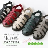 【感謝価格】『バックルデザイングルカサンダル』[n’OrLABEL グルカサンダル レディース 春夏 シューズ 靴 厚底 フラット ぺたんこ クッション インソール ストラップ 調節可能 合皮]◇【メール便不可】【50】