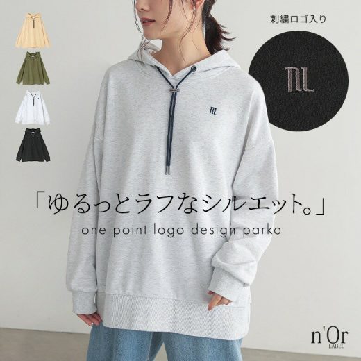 トップス レディース スウェット 長袖 パーカー ロゴ 刺繍 フード フーディー トレーナー ワンポイント 裏毛 ストッパー付 春 秋 冬 ラフ オシャレウォーカー【メール便不可】【30】