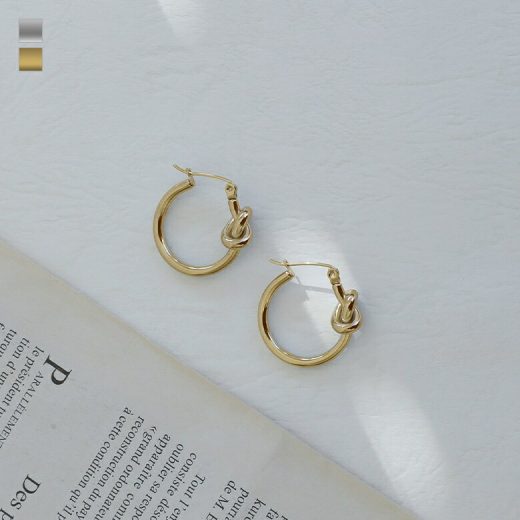 [4/15 23:59迄クーポンで20％OFF]ピアス レディース イヤーアクセサリー フープピアス ノットデザイン サージカルステンレス 両耳用 きれいめ 上品 春 夏 秋 冬 オシャレウォーカー◇※メール便可※【2】