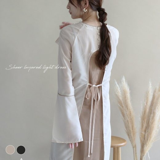 NOAHL｜《対象クーポンで50％off》お呼ばれワンピース シアーワンピース 薄手 オーガンジー レイヤード 重ね着ワンピース キャミワンピース ペチコート きれいめ ワンピース レディース ロングワンピース ディナー ベージュ ブラック 240605