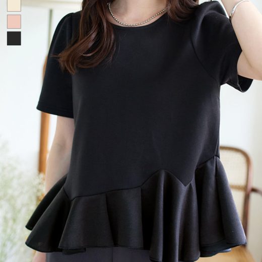 トップス ブラウス 半袖 ペプラム レディース [C7492] 20代 30代 40代 カットソー ポンチ ペプラムトップス ペプラムブラウス ポンチ素材 Tシャツ プルオーバー 半袖ブラウス アシンメトリー ママ きれいめ ゆったり 夏 フェミニン 上品 細見え 高見え フォーマル