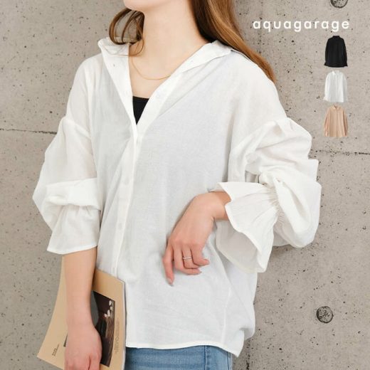 4月3日発売■ 楊柳袖ボリュームシャツ春 夏 秋 ≪ゆうメール便配送20・代引不可≫