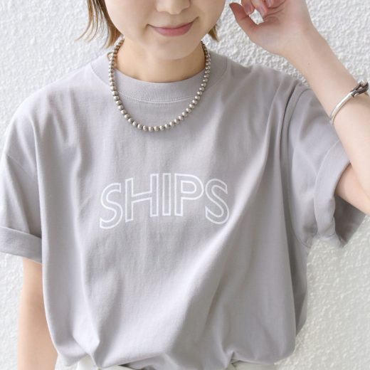 SHIPS WOMEN 《一部追加予約》【WEB限定】 SHIPS ラウンド プリント ロゴ TEE シップス トップス カットソー・Tシャツ ブラック ピンク ホワイト グレー シルバー ブルー ネイビー