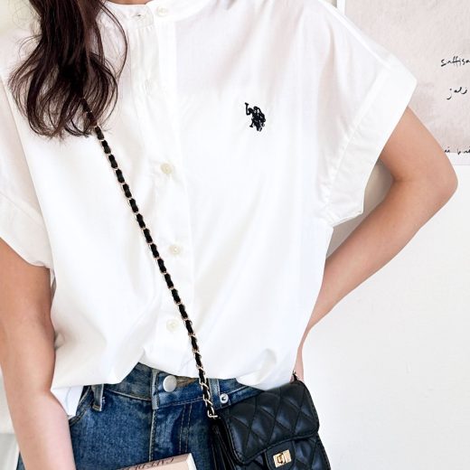 【SALE／31%OFF】GeeRA 【U.S. POLO ASSN.】フレンチスリーブシャツ ジーラ トップス シャツ・ブラウス ネイビー ブルー ベージュ ブラック ホワイト【送料無料】