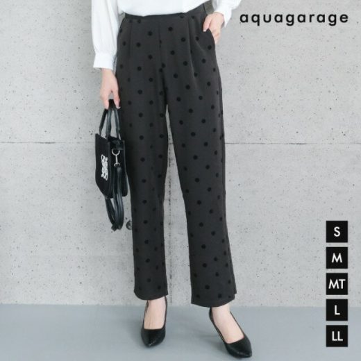 ドット柄テーパードパンツ レディース 春 夏 M L ドット柄 テーパードパンツ ドット 柄 パンツ きれいめ ドット柄パンツ タックパンツ オフィスカジュアル オフィス おしゃれ 上品 バックゴム 黒 ブラック レディーステーパードパンツ ≪ゆうメール便配送30・代引不可≫