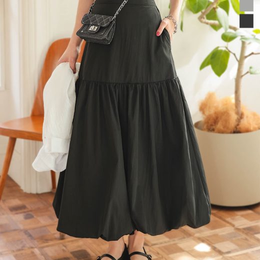 ≪4/24 新発売!!3490円 送料無料≫ バルーンスカート スカート ボトムス [M4210] レディース 20代 30代 40代 バルーン マキシスカート ロングスカート フレアスカート ゴム フリー 撥水 春夏秋冬 通年 可愛い 大人可愛い トレンド 流行 ポケット付き 体型カバー【送料無料】