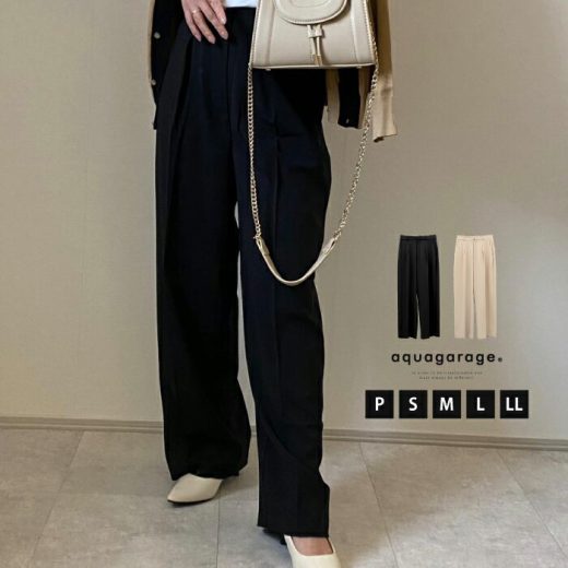 ワイドパンツ レディース 春 夏 秋 S P M L LL ボトムス パンツ ロング丈 スカンツ フロントタック 無地 オフィスウェア ≪ゆうメール便配送30・代引不可≫ 楽天ROOM