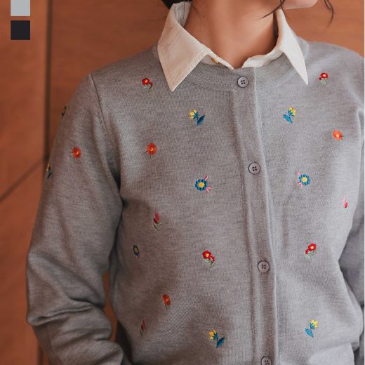 総刺繍 ニット カーディガン ニットカーディガン 羽織り アウター [N1120] トップス レディース 20代 30代 40代 刺繍 長袖 花柄 セーター フラワー レトロ オフィスカジュアル 大人 小花柄 丸首 カラフル 華やか お出かけ【送料無料】