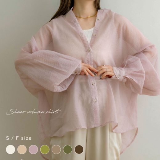 NOAHL｜《2,965円→45％offクーポン利用》【メール便】シアーシャツ レディース トップス シャツ ブラウス オーバーシャツ【予約 ベージュSF ピンクSF グレージュF 5月20日、アイボリーS 5月9日から3営業日で発送】
