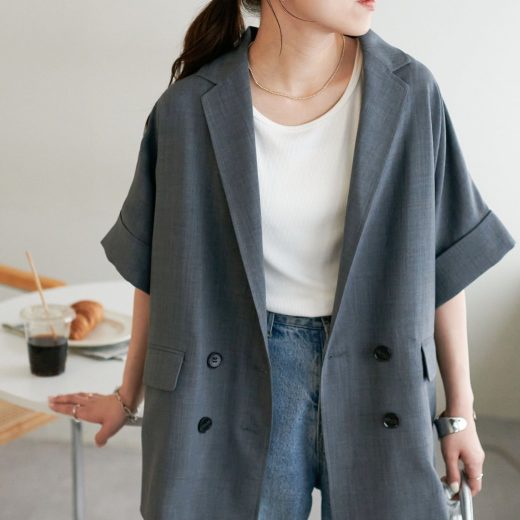 【SALE／15%OFF】Discoat 【今年も登場!】テックリネン半袖シャツジャケット《WEB限定》 ディスコート トップス シャツ・ブラウス グレー【送料無料】
