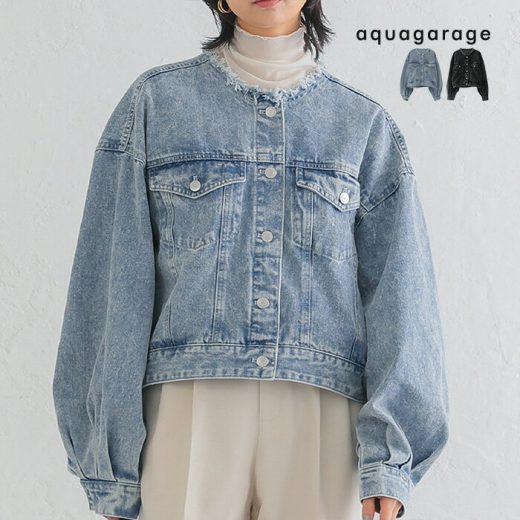 3月3日発売■ ノーカラー袖ボリュームデニムジャケット 春 M ノーカラー 袖ボリューム デニムジャケット レディース ノーカラージャケット デニム きれいめ ノーカラーデニムジャケット デニムアウター デニムジャケットノーカラー レディースデニムジャケット 楽天ROOM